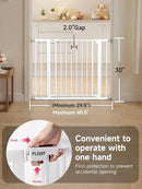 29.5-40.5" Baby Gate for Stairs, Dog Gate for Doorways, Walk Thru Auto Close Metal Baby Safety Gate for The House, Stairs and Doorways, Child Gate Pressure Mounted, Pet Gate for Dog Indoor - White by TinyTreasures Baby Boutique