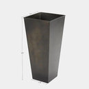 KOL 25''H. Bright Glazed Planter with Drainage Hole, Set of 2, Tall Galvanized Steel Planter Pots with Saucer for Indoor & Outdoor Use, Decorative Flower Plant Pots for Porch, Patio, Deck - Black by GreenHaven Gardens