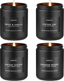 Scented Candles Set | Men Candle Set, Scented Candles for Home, Gifts for Men Aromatherapy Gift Set - 4 Pack Manly Gifts for Dad Fathers Day, Soy Candle of Leather/Smoke & Vanilla/Oak/Lavender by CozyNest Decor