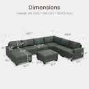 Nolany Sectional Sofa with Storage Ottoman, Corduroy Modular Sectional Couch, U Shape Sectional Couches for Living Room, Green by CozyNest Decor