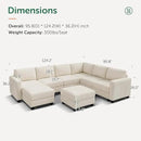 HONBAY Corduroy Sectional Couch with Storage U Shaped Sectional Sofa Modular Sectional Couches for Living Room, Beige by CozyNest Decor