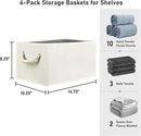 Closet Storage Bins, Linen Closet Organizers and Storage Basket for Shelves, Collapsible Shelf Baskets for Organizing Shelves, Bedroom Clothes Basket, Beige, 3 Pack by CozyNest Decor