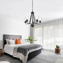 5-Lights Modern Chandelier with Clear Glass Shades, Black Farmhouse Pendant Lighting for Dining Room Kitchen Island Ceiling Light Fixture Haning Over Table by CozyNest Decor