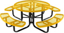 Heavy-Duty Portable Outdoor Kids Table with Umbrella Hole, Expanded Metal Kids Picnic Table, Commercial-Grade, Made in America (46 in, Round, Childrens, Textured Yellow) by GreenHaven Gardens