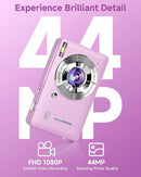Digital Camera, 44MP FHD 1080P, 16X Zoom, 32GB SD Card, Compact Camera for Kids Teens Adults, Purple by TinyTreasures Baby Boutique