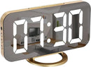 SZELAM Digital Alarm Clock,LED and Mirror Desk Clock Large Display,with Dual USB Charger Ports,3 Levels Brightness,12/24H,Modern Electronic Clock for Bedroom Home Living Room Office - Gold by CozyNest Decor