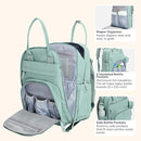 BabbleRoo Diaper Bag Backpack - Baby Essentials Travel Bag - Multi Function Waterproof Diaper Bag, Travel Essentials Baby Bag with Changing Pad, Stroller Straps & Pacifier Case – Unisex, Sage Green by TinyTreasures Baby Boutique