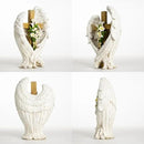 12" Angel Wings Embracing Cross and Calla Lily Garden Statue Memorial Statue by GreenHaven Gardens