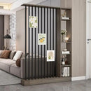Wall Room Divider, Storage Cabinet Storage Display with Shelves, Modern Freestanding Wood Room Divider Screen, Wall Privacy Screens for Home Decorative (Grey Oak+Black,55" L x 9.5" W x 79.5" H) by CozyNest Decor