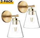 Hamilyeah Gold Wall Sconces Set of 2, Bathroom Sconce Lighting Fixtures, Modern Industrial Sconces Wall Lighting Indoor, Brass Wall Lamps for Bedroom Living Room Kitchen Over Sink Hallway by CozyNest Decor