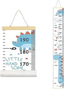 Kids Growth Chart, Wood Frame Fabric Canvas Height Measurement Ruler from Baby to Adult for Child's Room Decoration 7.9 x 79in (7.9 x 79in, Blue Dinosaur) by TinyTreasures Baby Boutique