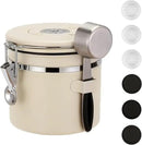 ShanSon Coffee Canister Airtight Coffee Container Stainless Steel Coffee Bean Storage Container with Scoop Coffee Canister for Beans Grounds Sugar Flour Tea Cereal,11OZ, Beige by CozyNest Decor