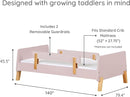 dadada Muse Toddler Bed with 2 Removable Safety Rails. Low Profile Montessori Bed for Kids. Sturdy Solid Wood Frame, Fits Standard Crib Mattress, Easy to Assemble, Toddler Bed for Girls & Boys - Pink by TinyTreasures Baby Boutique