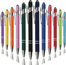 Ballpoint Pen with Stylus Tip, Soft Touch Click Metal Pen, 1.0mm Medium Point, Black Ink, 12 Count(Mixed Color) by TinyTreasures Baby Boutique