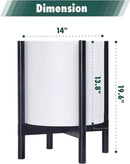 D'vine Dev Planter Pot with Stand - 14 Inch Plastic Cylinder Flower Pot with Wood Planter Holder for Indoor, Matte White Pot + Ebony Stand, 55-C-T-1 by GreenHaven Gardens