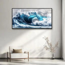 PHAOHUAXM Blue Wave lPaintings Wall Art For Living Room Wall Decor For Bedroom Ocean Inspiration Wall Pictures Office Decor Posters Modern Printing Canvas Artwork Home Decor Black Framed 20x40 In by CozyNest Decor