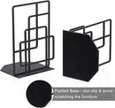 SRIWATANA Book Ends Heavy Duty, Decorative Black Bookends for Shelves, Window Lattice Design by CozyNest Decor