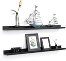 AZSKY Picture Ledge Shelf, Floating Shelves Set of 2, 48 Inches Picture Shelves for Wall with Ledge, Long Shelf Wall Mounted for Living Room Bedroom Decor Books Photo Frames - Black by CozyNest Decor
