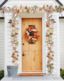 Lvydec Fall Maple Leaves Garland Decoration - 5.8ft Artificial Fall Foliage Garland with White Pumpkins Autumn Decor for Halloween Thanksgiving Home Table Decor (White) by CozyNest Decor