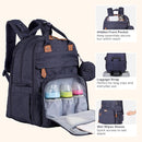 BabbleRoo Extra Large Diaper Bag Backpack, Expandable Baby Bag with Up to 50% More Capacity - Travel Essentials Baby Bag Tote with Changing Pad, Stroller Straps & Pacifier Case - Unisex, Denim Blue by TinyTreasures Baby Boutique