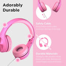 LilGadgets Connect+Wired Kids Headphones for School with Microphone, Volume Limiting & Noise Reduction Over-Ear Headset with Cord, SharePort Technology & SoftTouch Padding, Pink - Kid Headphones by TinyTreasures Baby Boutique