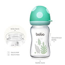 YOHKOH Natural Glass Baby Bottle with Natural Response Nipple, Newborn Anti-Colic Baby Bottles, Wide Neck Mushroom Cap Baby Bottle, Clear ((5.4oz (Pack of 2), Blue-A) by TinyTreasures Baby Boutique