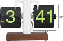 Flip Desk Clock, Retro Vintage Flip Desk Table Clock, Digital Clock Sided Large Numbers Mechanical Flip Clock Wood Base for Living Room, Study Room and Office（Frosted White） by CozyNest Decor