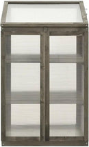 Solid Firwood Garden Portable Wooden Greenhouse with 2 Shelves and Open Bottom, Mini Greenhouse Cabinet 23.6"x17.7"x39.4"/Gray by GreenHaven Gardens