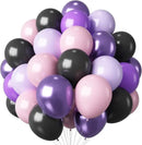 Purple Pink Black Balloons 12 Inch Pastel Pink Purple Black Latex Helium Balloon Purple Metallic Party Balloons for Girls Cartoon Anime Birthday Baby Shower Halloween Party Decorations by CozyNest Decor