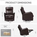 COLAMY Leather Swivel Recliner Chair with Footrest, Rocker Recliner Chair High Back with Double-Layer Cushion, Glider Recliner for Nursery & Living Room, Bedroom, Chocolate by TinyTreasures Baby Boutique