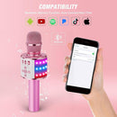 BONAOK Karaoke Microphone for Kids & Adults - Bluetooth Microphones Singing Mic with Disco Lights, Echo Effect, Built-in Speaker Portable Karaoke Player for Party Travel Gifts Q78(Light Pink) by TinyTreasures Baby Boutique