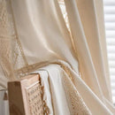 Sutuo Home Boho Curtain Crochet Lace Patchwork Semi-Blackout Bohemian Handmade Tassels, Rod Pocket Window Treatment Vintage Rustic Farmhouse Drapes for Living Bedroom, 1 Panel 59" W x 72" L, Beige by CozyNest Decor