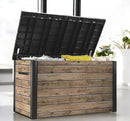 Outdoor Storage Box, Wood-Look Resin Deck Container, Indoor/Outdoor Storage, Ash Wood Brown (230 Gallon) by CozyNest Decor
