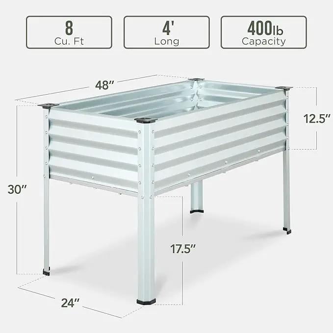 Best Choice Products 48x24x30in Galvanized Raised Garden Bed, Metal Elevated Planter Box, Vegetable Garden for Backyard, Patio, Balcony - Silver, photo 2 of 8