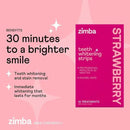 Zimba Strawberry Flavored Teeth Whitening Strips | Vegan, Enamel Safe Hydrogen Peroxide Teeth Whitener for Coffee, Wine, Tobacco, and Other Stains | 14 Day Treatment | Strawberry by CozyNest Decor