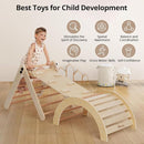 Pikler Triangle Set with Cushion, 8-in-1 Toddler Climbing Toys Indoor, Wooden Montessori Climbing Set with Arch Ramp,Ladder&Tent Cloth, Baby Indoor Climber Jungle Gyms for Toddlers Toy, Natural by TinyTreasures Baby Boutique