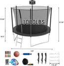 SKYUP Tranpoline 1500LBS 16 15 14 12 10 8 FT Tranpoline for 7-10 Kids and Adults, Windproof Outdoor Tranpoline with Enclosure Net, Basketball Hoop, Easy to Install & Last Long - ASTM Approved by TinyTreasures Baby Boutique
