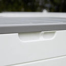 100 Gallon Plus Resin Deck Box, Waterproof Outdoor Storage Bin for Patio Furniture, Pool Accessories, and Garden Tools, Lockable & UV-Resistant, White