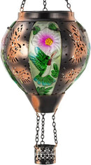 Starsoul Hummingbird Hot Air Balloon Solar Lantern Metal & Glass Solar Hot Air Balloon Hanging Garden Light Waterproof Outdoor Lantern for Patio Yard Party Decorations by GreenHaven Gardens