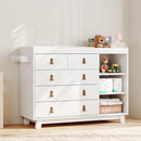 Baby Dresser with Changing Table Top, Baby Changing Table Dresser with 5 Drawers and Adjustable Shelves, Multi-Functional Diaper Changing Station, Nursery Organizer for Kids Bedroom, White by TinyTreasures Baby Boutique
