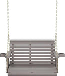 Amish Casual 3 Foot Roll Back Porch Swing with Cup Holders in Semi-Solid Gray Stain - Amish Made in The USA from Treated Pine Heavy Duty 700 Lb. Weight Capacity by GreenHaven Gardens