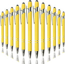 Ballpoint Pen with Stylus Tip, Soft Touch Click Metal Pen, 1.0mm Medium Point, Black Ink, 12 Count(Yellow) by TinyTreasures Baby Boutique