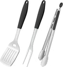 BBQ Grilling Accessories, 3Pcs Stainless Steel Grill Tools Accessories Set with Spatula, Fork and Tongs, Barbecue Utensils Grilling Tools for Outdoor Camping, Heat-Resistant Silicone Handle by GreenHaven Gardens