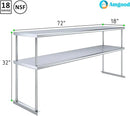 AmGood Stainless Steel Double-Tier Shelf | Work Table Overshelf | NSF Certified | Fits Over Tables | Many (72 in. Long x 18 in. Deep) by CozyNest Decor