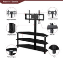 43.3" Multi-Function TV Stand Height Adjustable Bracket Swivel 3 Tier - Black by HouseOfZazla