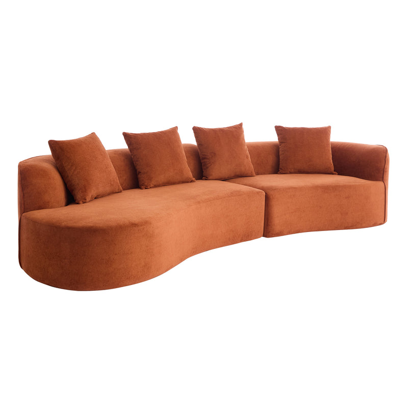 126" Curved Sectional Sofa (Dark Orange-D28 Full Foam), photo 3 of 10