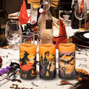 Wondise Halloween Flameless Flickering Candles with 6hrs Timer, Battery Operated Candles with Halloween Decals Real Wax LED Pillar Candles for Halloween Home Table Decor (3 x 6 Inches), Orange by CozyNest Decor