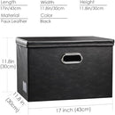 PRANDOM Large Foldable Storage Bins with Lids [3-Pack] Leather Fabric Collapsible Storage Boxes Organizer Containers Baskets Cube with Cover for Home Bedroom Closet Office Black(17.7x11.8x11.8) by TinyTreasures Baby Boutique