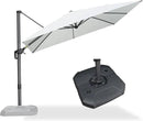 PURPLE LEAF 9 Feet Patio Umbrella with Base Outdoor Cantilever Square Umbrella Aluminum Offset Umbrella with 360-degree Rotation for Garden Deck Pool Patio White by GreenHaven Gardens