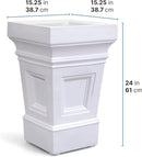 Step2 Atherton Square Planter, Large Planters for Outdoor Plants, Gardening and Flower Pot for Patio or Porch, Efficient Drainage, Durable Plastic, Classic White by CozyNest Decor